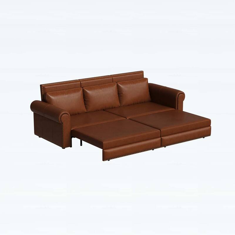 Pull Out Sofa Bed with Nailhead Trim & Rolled Arm,Multi-Functional for Living Room