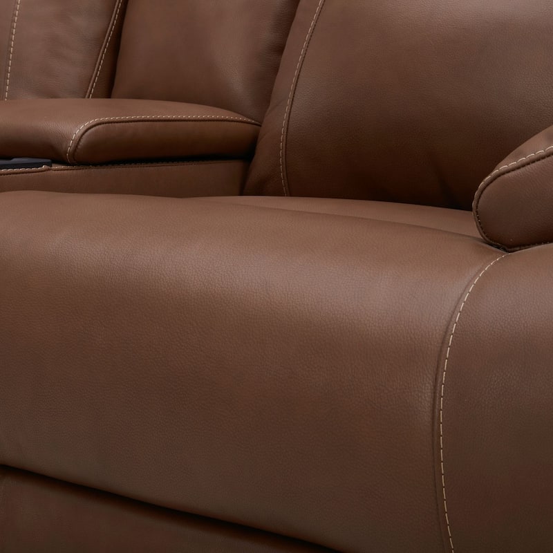 Liberty Furniture Cameron Power Recline Loveseat with Console Brown Leather - Width 81" x Depth 39" x Height 41"