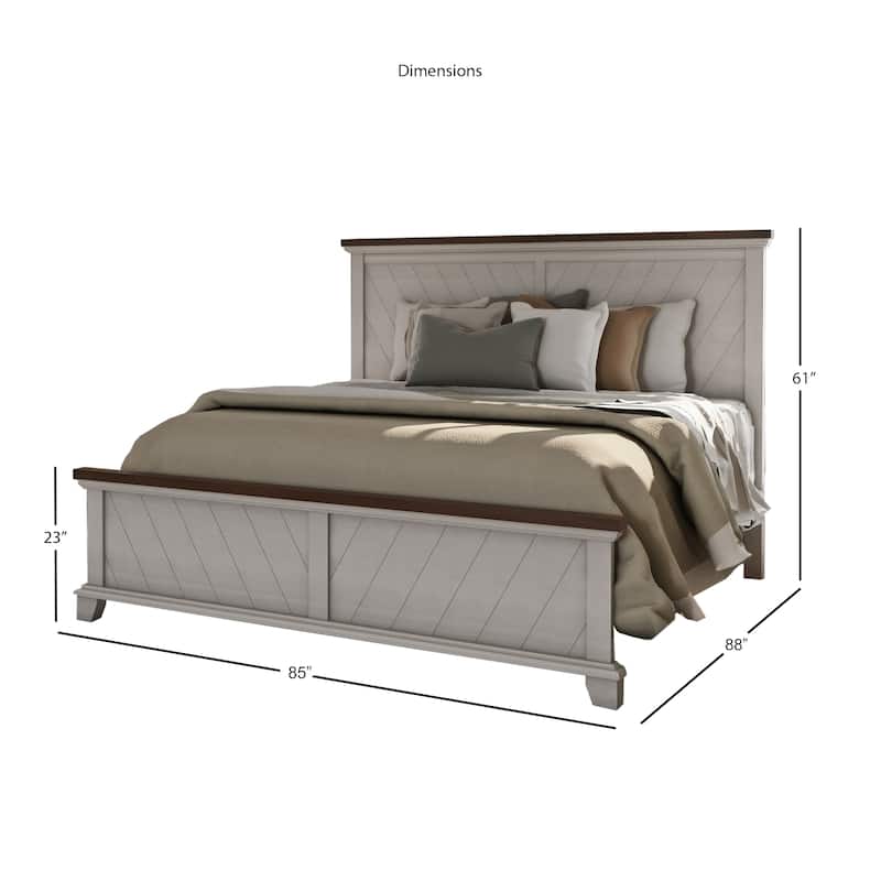 Steve Silver Overlook Rustic Panel Bed - Rustic Ivory and Honey - King
