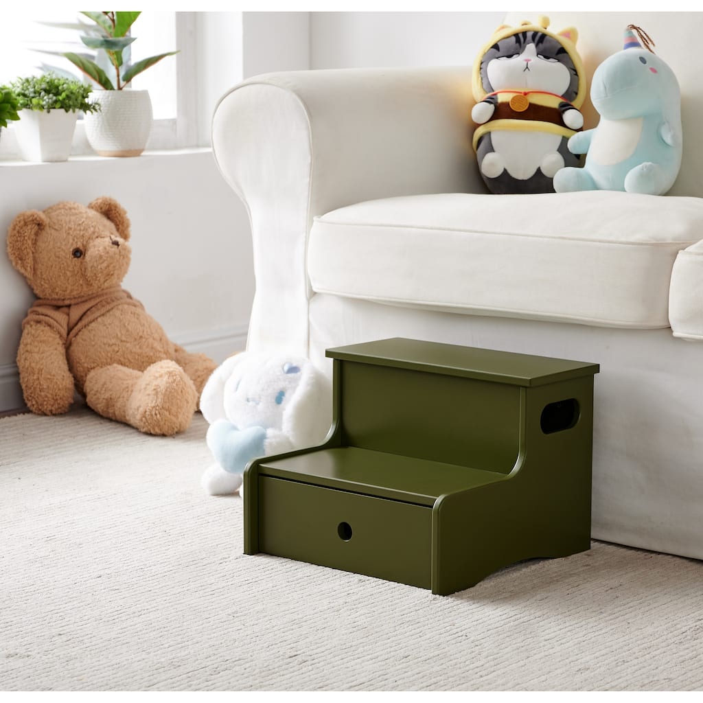 Lylia Collection MDF Wood 2-Step Kids Stool with Storage