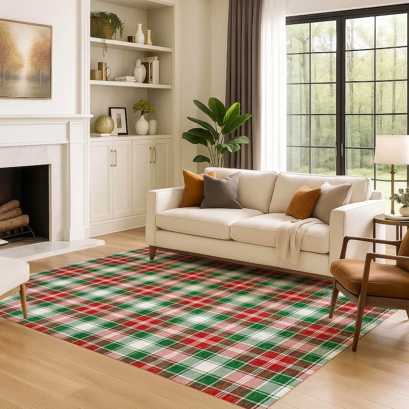 Premium Washable Super Soft Christmas Plaid Mayfield Rug