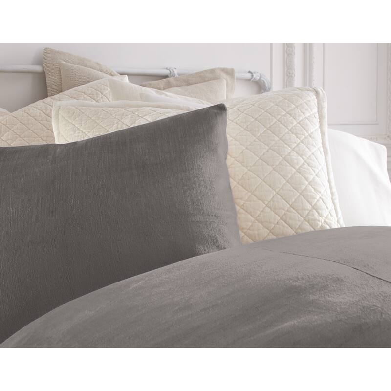 Lia, Rayon/Velvet, Ash Grey, Duvet Cover