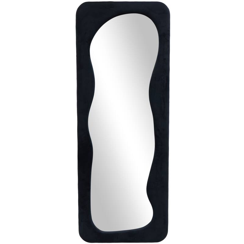 Black or White Velvet Wavy Room Floor Mirror