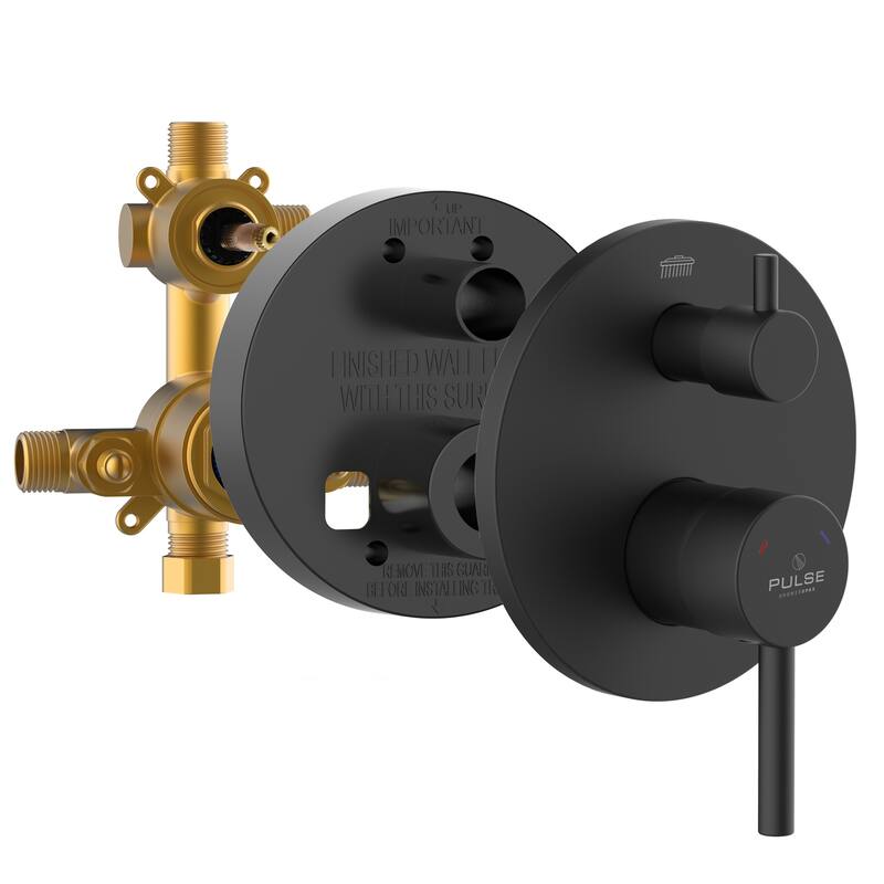 Tru-Temp Pressure Balanced Mixing Valve with Two Way Diverter Round Trim Matte Black