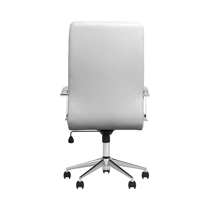 43 Inch Leatherette Office Chair with 5 Star Base, White