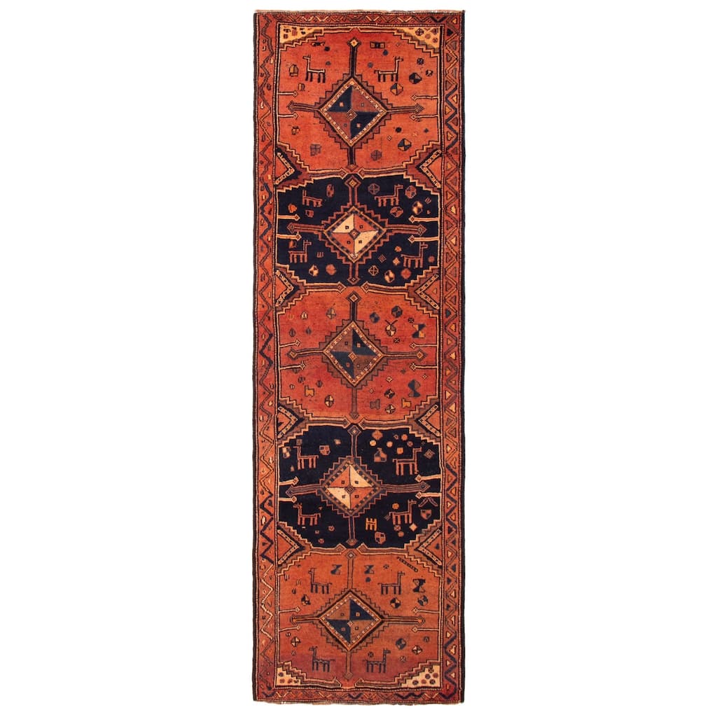 ECARPETGALLERY Hand-knotted Melis Vintage Copper Wool Rug - 3'8 x 12'8