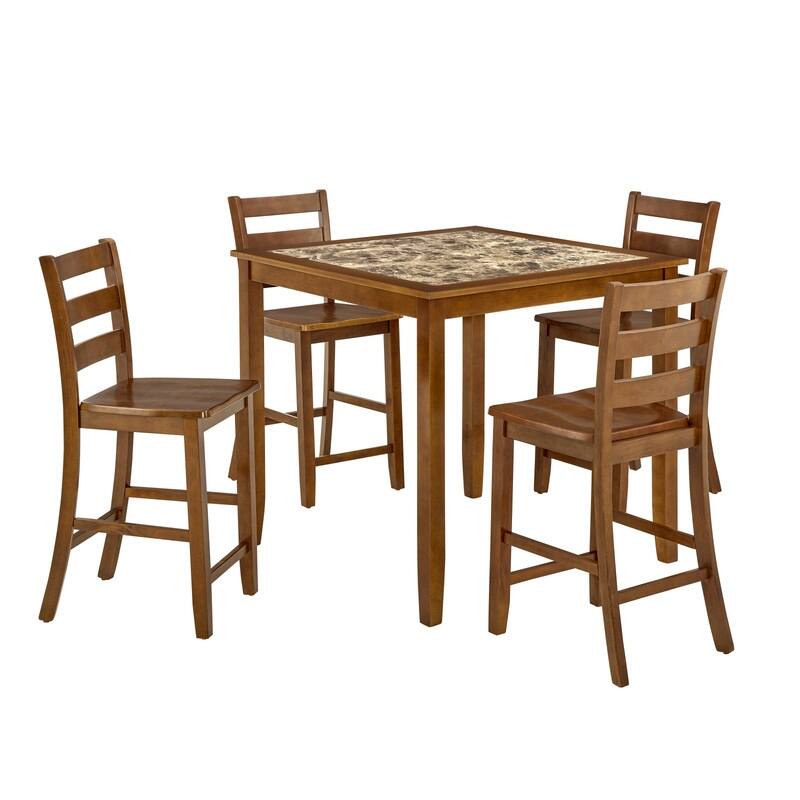 Retro Brown 5-Piece Dining Table Set with Chairs, Space-Saving Kitchen Breakfast Table