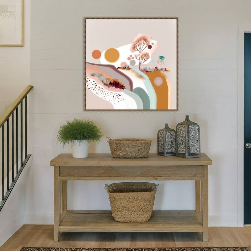 Happy Light Hills by Bella Eve Framed Canvas Wall Art Print - Sylvie Beaded Gold