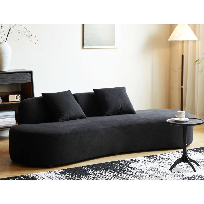 90.2'' Elegant Half Moon Design Curved Luxury 4-Seat Sofa with High-Density Foam Filled - Black