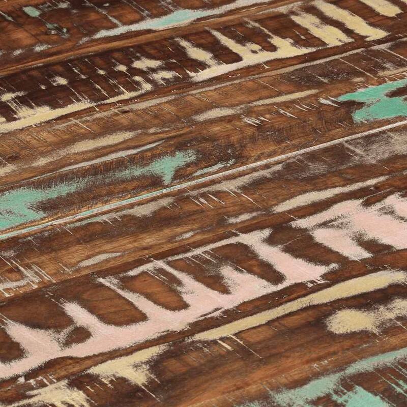vidaXL Dining Table Ø43.3"x30.7" Solid Wood Reclaimed and Steel - Brown
