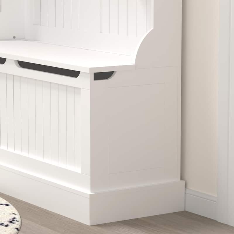 Entryway Bench with Standing Coat Rack, Hall Tree with Shoe Storage