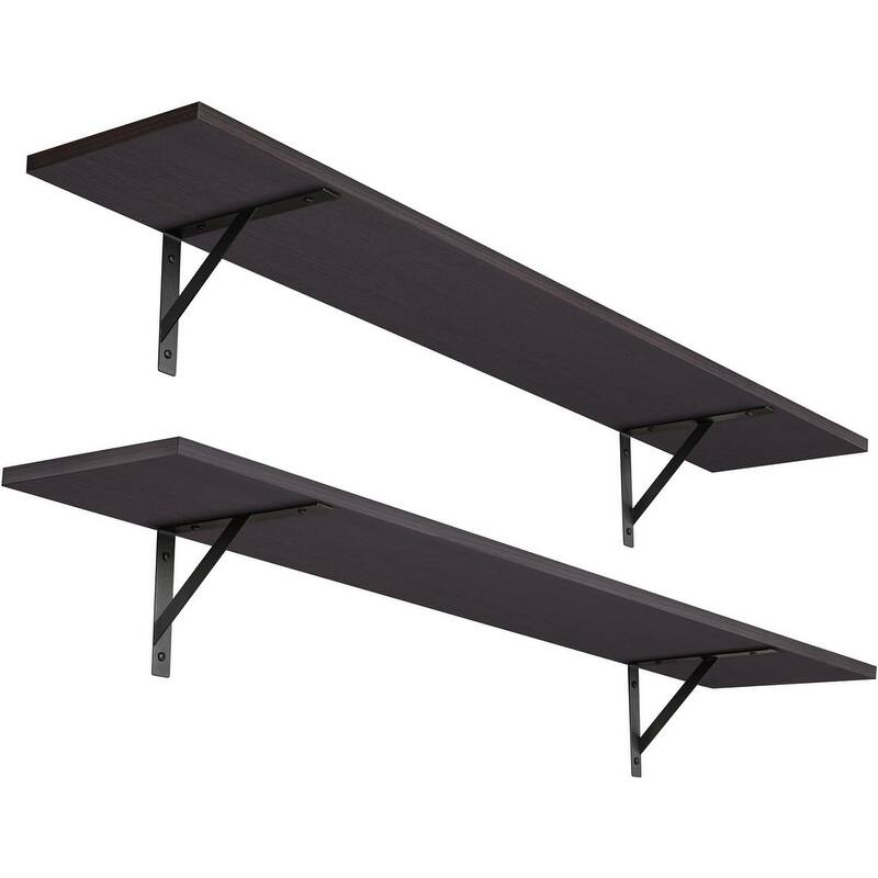 Long Wall Shelves, 47.3Inch Wall Mounted Shelves Set of 2 - 7.9"D x 47.3"W x 6.1"H - Espresso