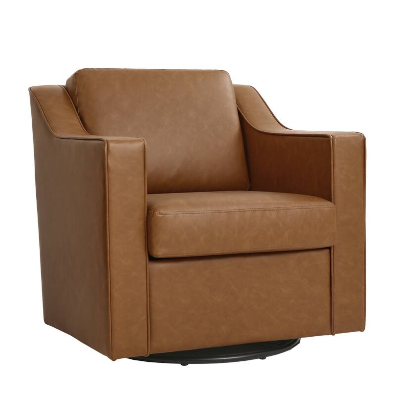 30'' W Vegan Leather/ Chenille Swivel Accent Chair
