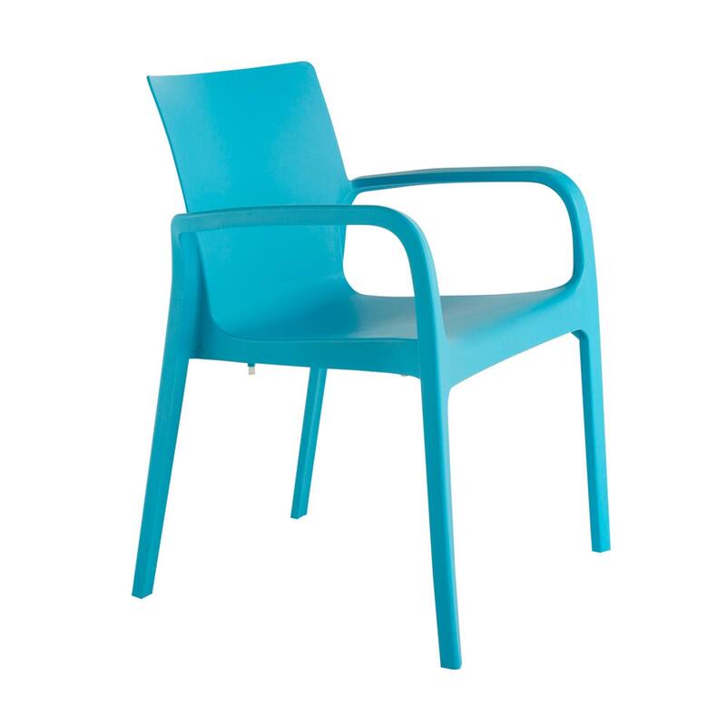 HomeRoots Set of Two Blue Heavy Duty Plastic Outdoor Stacking Dining Chairs