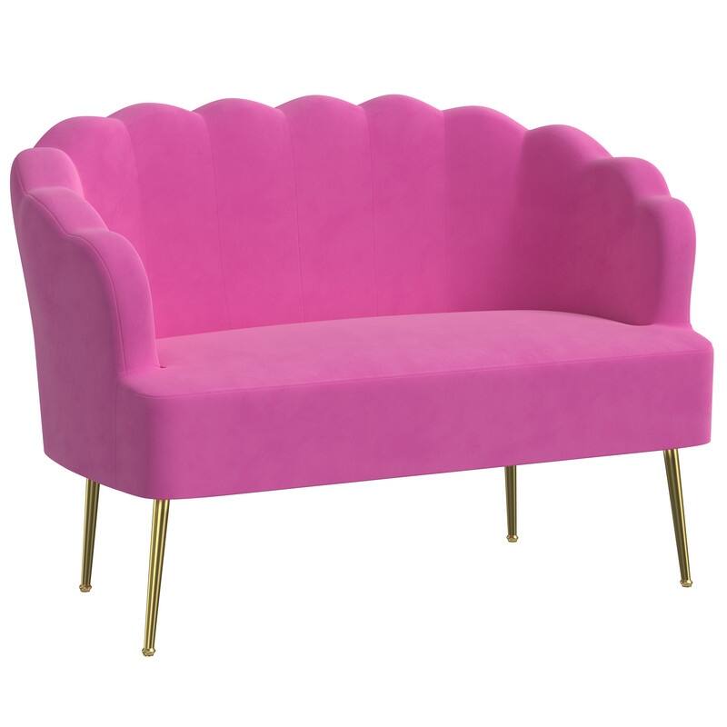Velvet Comfortable Softness Metal Legs Loveseat Sofa
