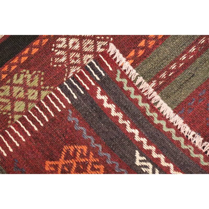 Hand Woven Oriental 100% Wool Carpet Southwestern Tribal Multi-Colored Kilim Area Rug - 10' 2'' X 6' 4''