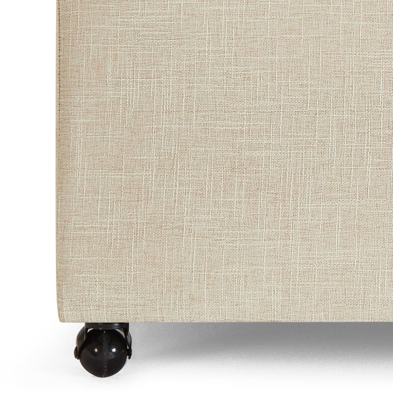 Entryway Footrest Seat with Solid Wood Frame and Swivel Casters, Upholstered Seat, Indoor Bench Storage Bench