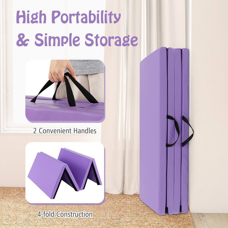 Gymax 8' x 4' x 2'' Folding Gymnastics Mat Tumbling Exercise PU