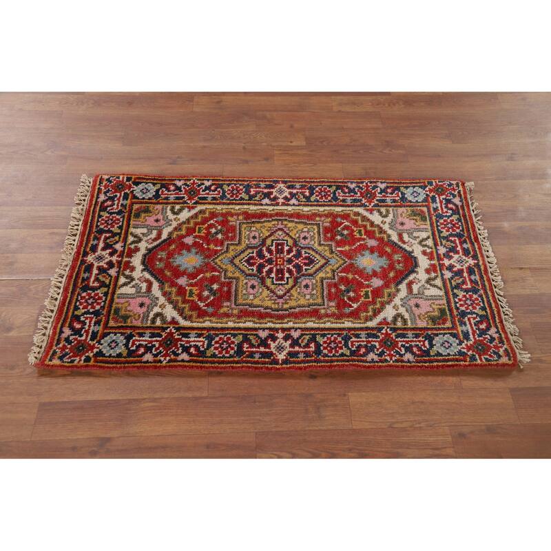 Geometric Heriz Serapi Accent Rug Handmade Traditional Wool Carpet - 2'0" x 3'0"