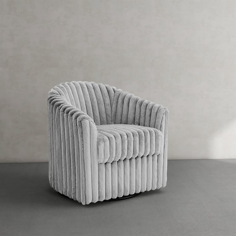 Daniel 49" Upholstered Plush Corduroy Swivel Barrel Accent Chair