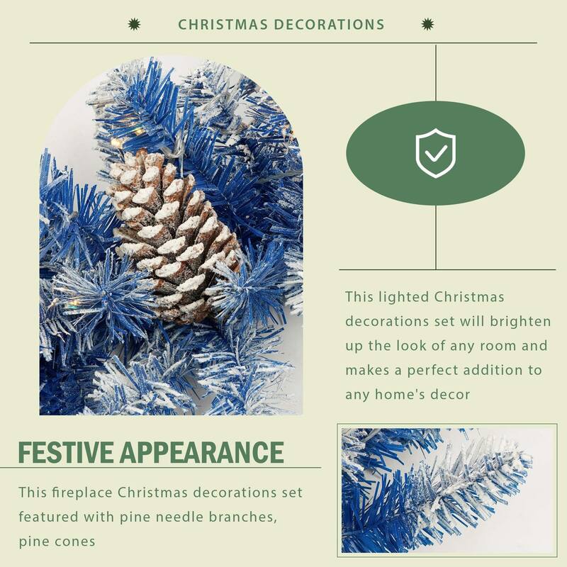 Pre-lit Xmas Tree Artificial Christmas 4-Piece Set in Blue