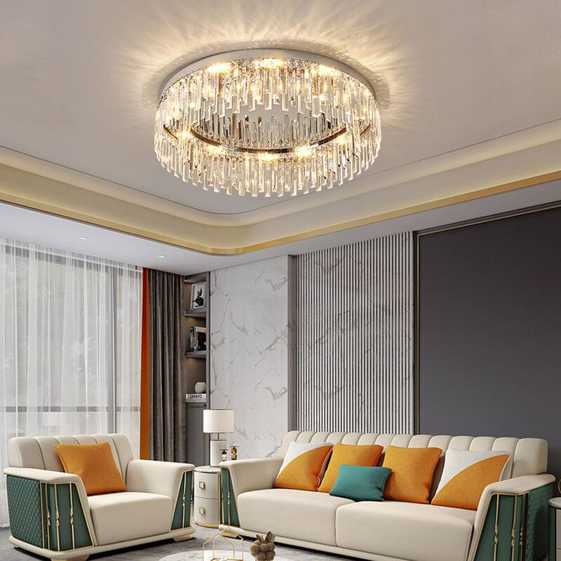 23.6'' Modern Crystal Lighting Flush Mount Ceiling Light - 23.6*7.48inches - 23.6*7.48inches - Chrome