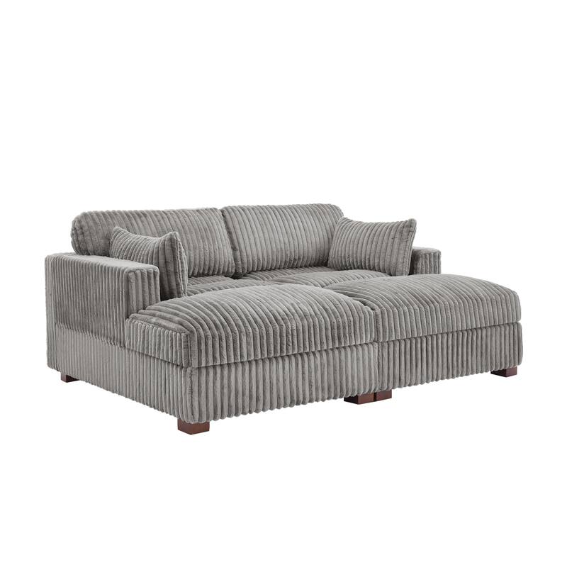 Modern Modular Flannel Fabric Upholstered Sectional Sofa with Square Arm