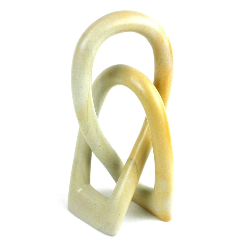 Handmade Lovers Knot 1-Piece Soapstone Statue (Kenya) - 6 in. - Cream
