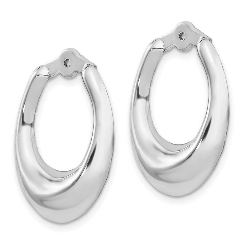 Curata 14k White Gold Polished 25x18mm Hoop Dangle Earrings - with Jackets
