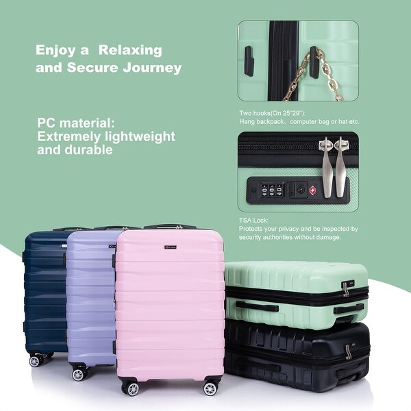 3PCS Durable Suitcase Luggage Sets with 2 Hooks TSA Lock and Spinner Wheels Bed Bath Beyond 39067407