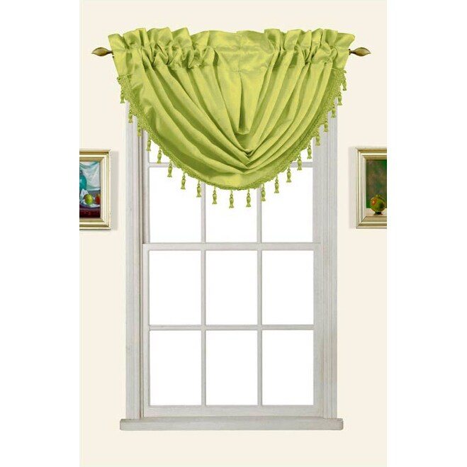 Shop Melanie Faux Silk Rod Pocket Waterfall Valance With Tassels