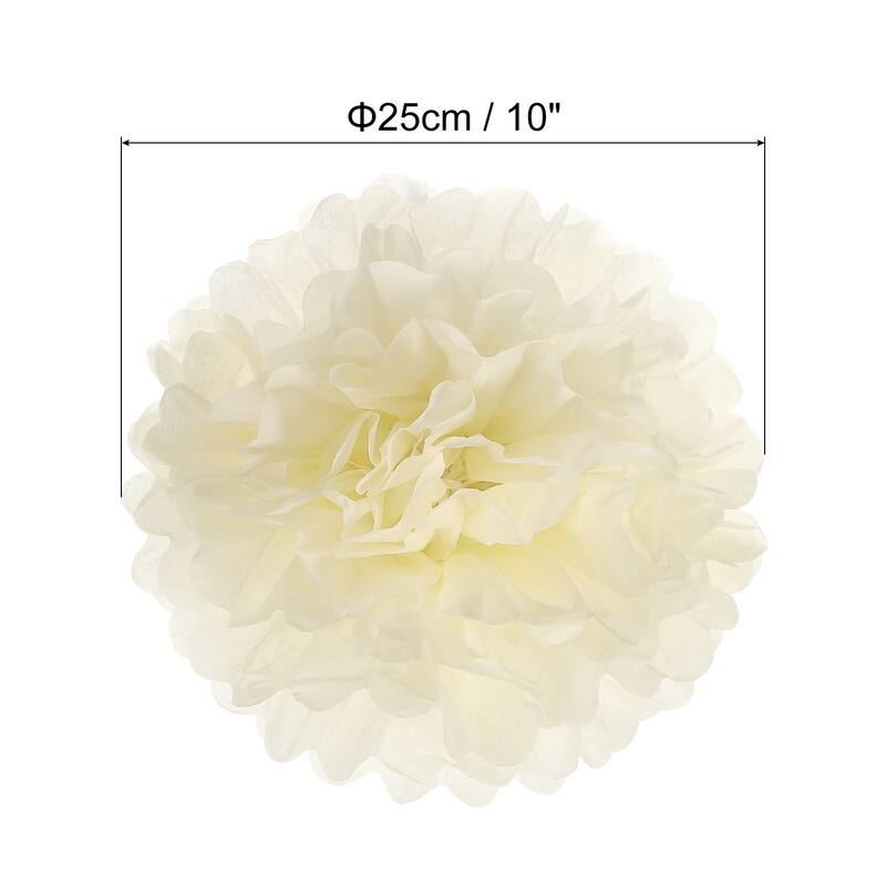 18Pcs 10" Tissue Pom Poms Paper Flowers Ball Party Wedding Decor - Beige