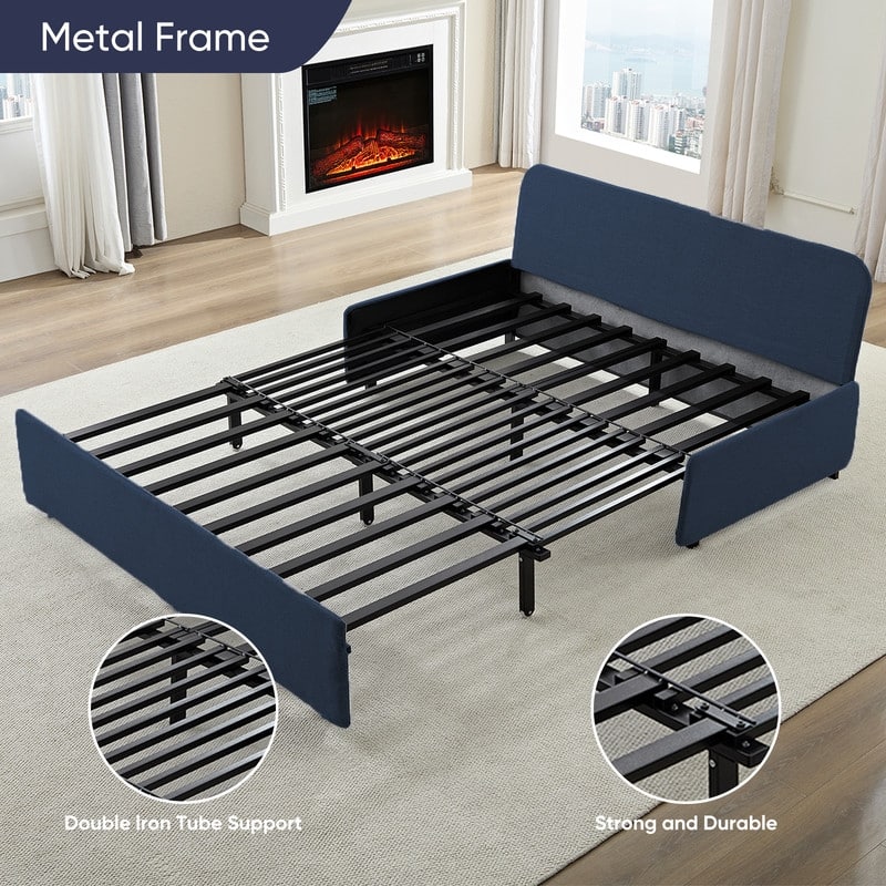 Mixoy Full/Queen Size Sofa Bed,2 in 1 Convertible Linen 1-Seater/Loveseat Sleeper Sofa Couch with Cushions