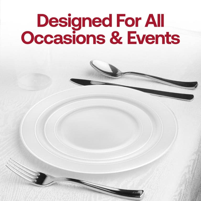 Shiny Round Edge Rim Disposable Plastic Plate Packs - Party Supplies