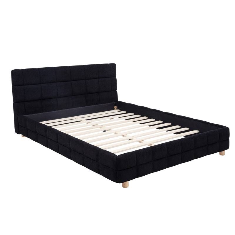 Best Master Furniture Maelle Fleece Upholstered Tufted Platform Bed