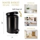 preview thumbnail 4 of 6, Evideco Soft Close Small Round Metal Bathroom Floor Step Trash Can - 3 liters - 0.8 gal