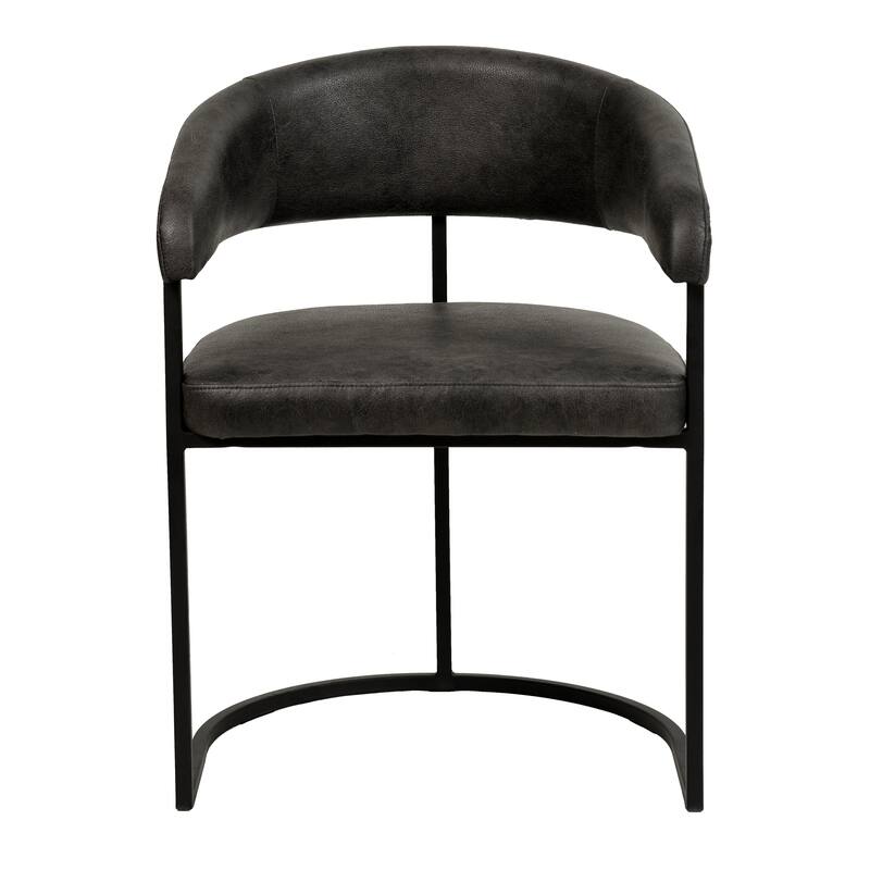 LeisureMod Aero Modern Upholstered Leather Dining Chair in Iron & Polyester, Accent Armchair for Home Kitchen Office