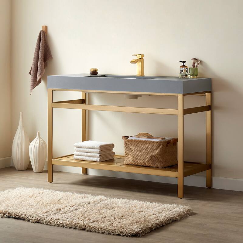 Ablitas 48" Single Vanity in Metal with Stone Sink Top