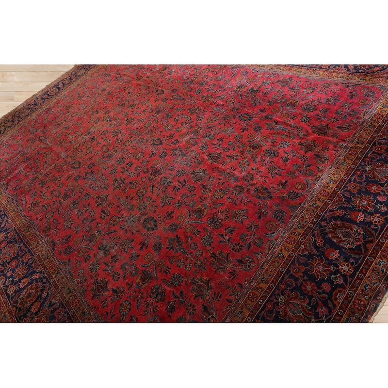 Hand Knotted 300 KPSI Antique Rose Persian Wool Traditional Area Rug - 10' 5'' x 13' 9''