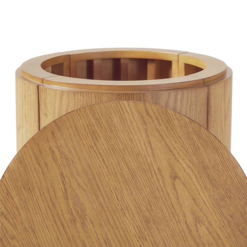 Walker Edison Modern Easy Assembly Oak Veneer Side Table with Storage