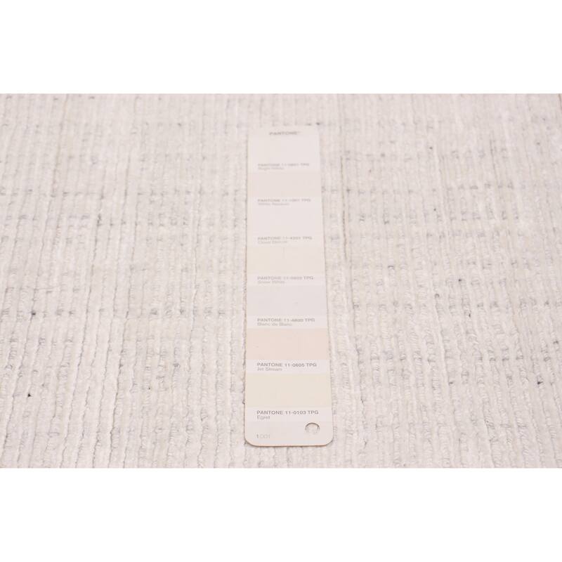 ECARPETGALLERY Hand Loomed Shimmer White Viscose Rug - 7'10 x 9'9