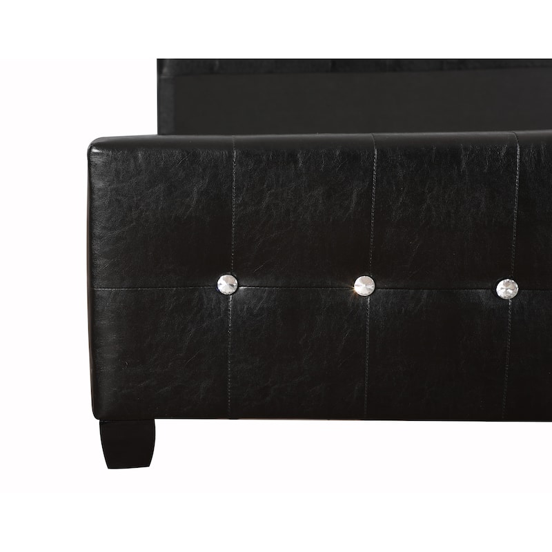 Diamond Jewel Tufted Faux Leather Bed