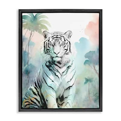 Stupell White Tiger in Jungle Framed Floater Canvas Wall Art Design By Kim Allen
