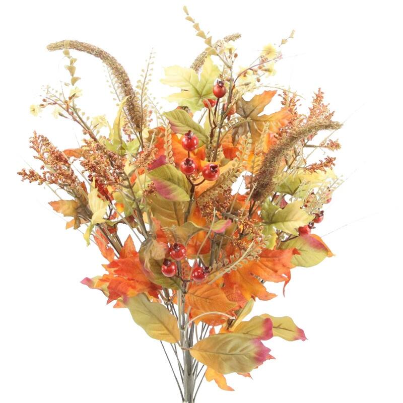 Artificial Autumn Flowers, Orange/Green Mix - 20 Inch - ABN3B004-ORGN-MIX - 20 Inch
