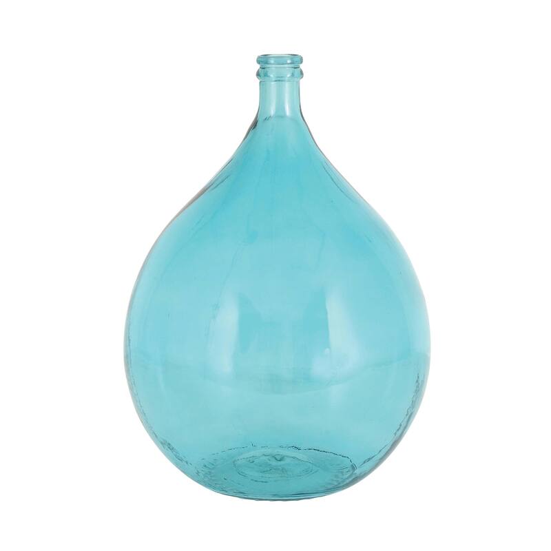 Recycled Glass Handmade Spanish Bottle Decorative Vase - Blue, Teal, Clear, Brown, Green - Roche River Decor - Teal - 15"W, 22"H