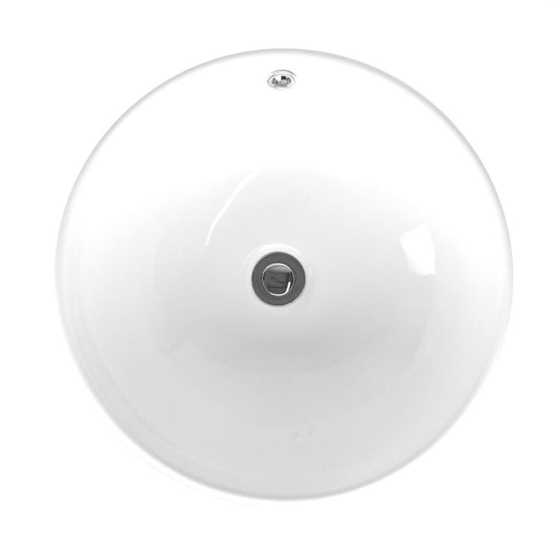 Sutherland White Ceramic Round Vessel Bathroom Sink with drain