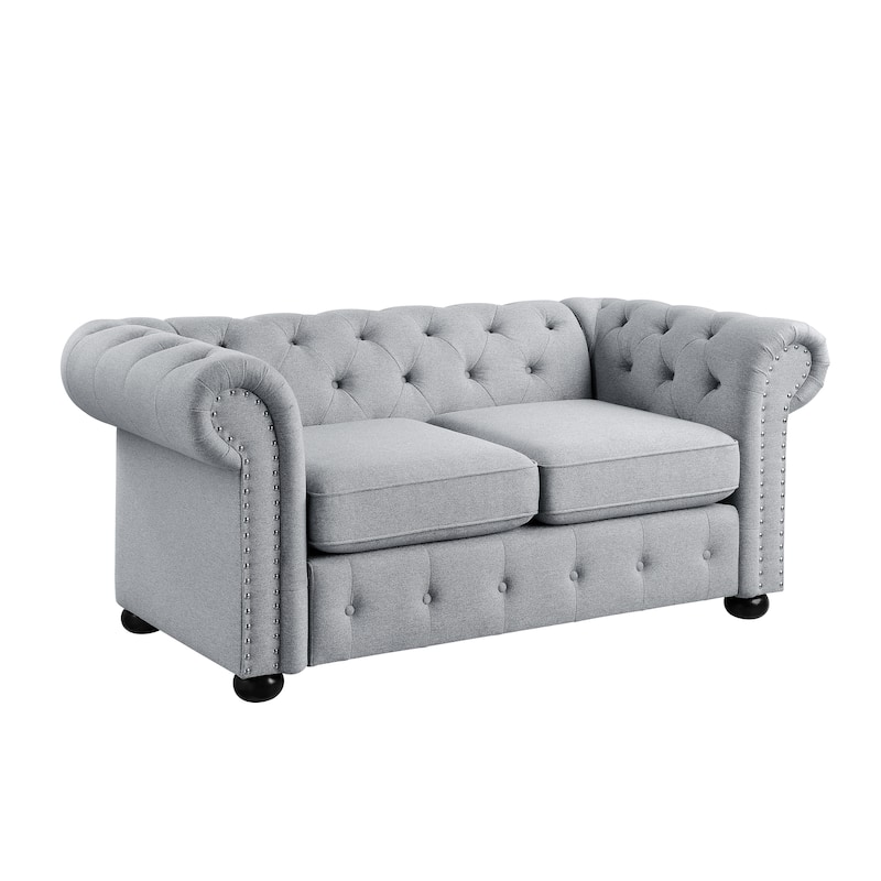 Corvus Aleksis Tufted Chesterfield Loveseat Sofa