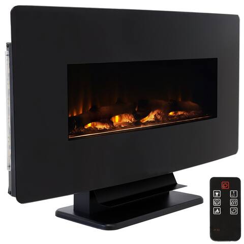 Sunnydaze 35.75" Curved Face Wall Mount or Freestanding Color-Changing Fireplace