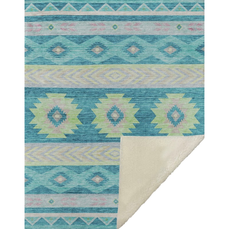Premium Machine Washable ASB178 Southwest Tribal Sherpa Throw Blanket
