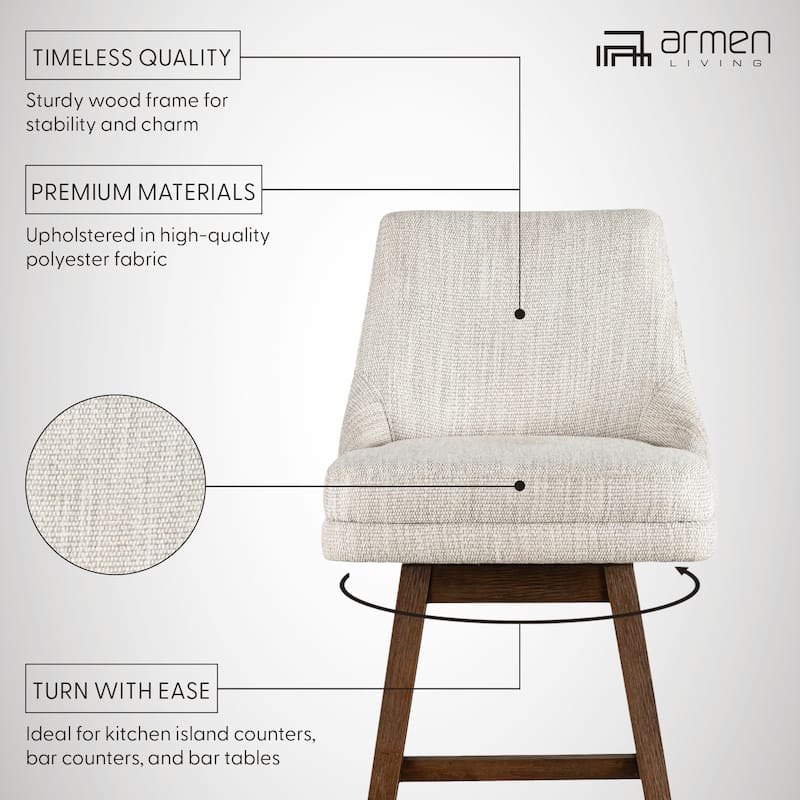 Branson Modern Bar Stool, Upholstered Counter Stool with Solid Wood Frame